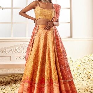 Elegant Orange and Pink Lehenga Choli
